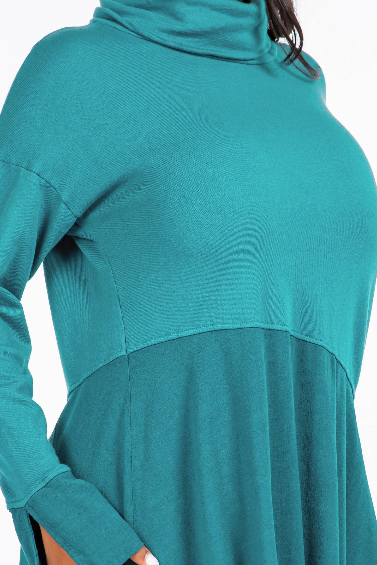 Cowl Neck Tunic with Asymmetric Panel