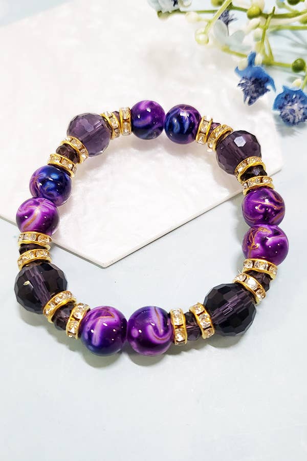 Cat Eye Stone Beaded Stretch Bracelet