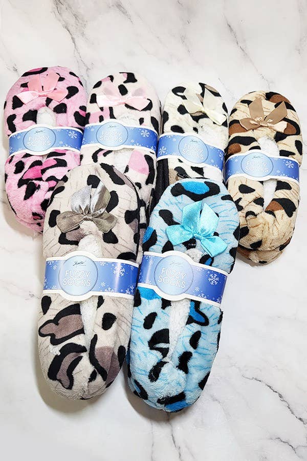 Leopard Fuzzy Indoor Slipper Shoes