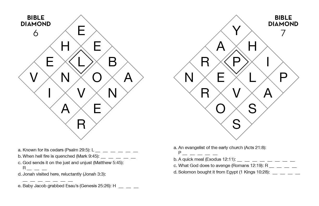 Bible Diamond Puzzles Large Print : 70 Sparkling Word Games!
