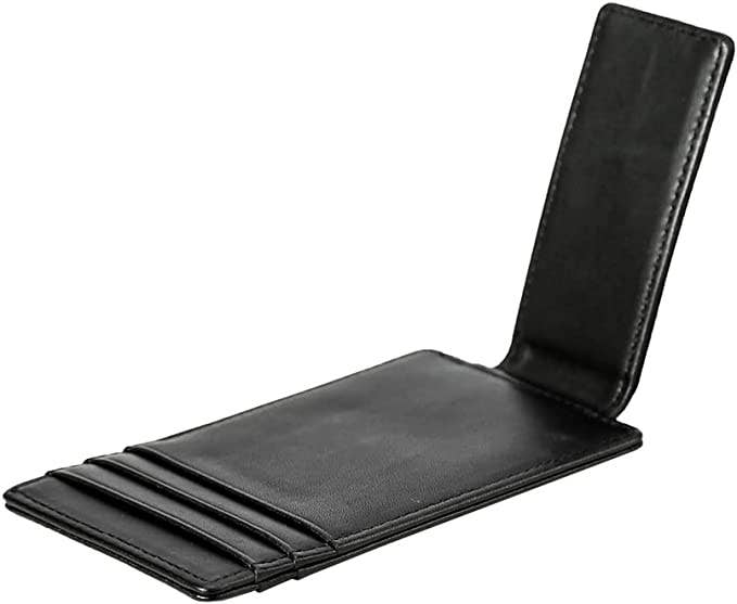 Leather Money Clip Wallet - Black