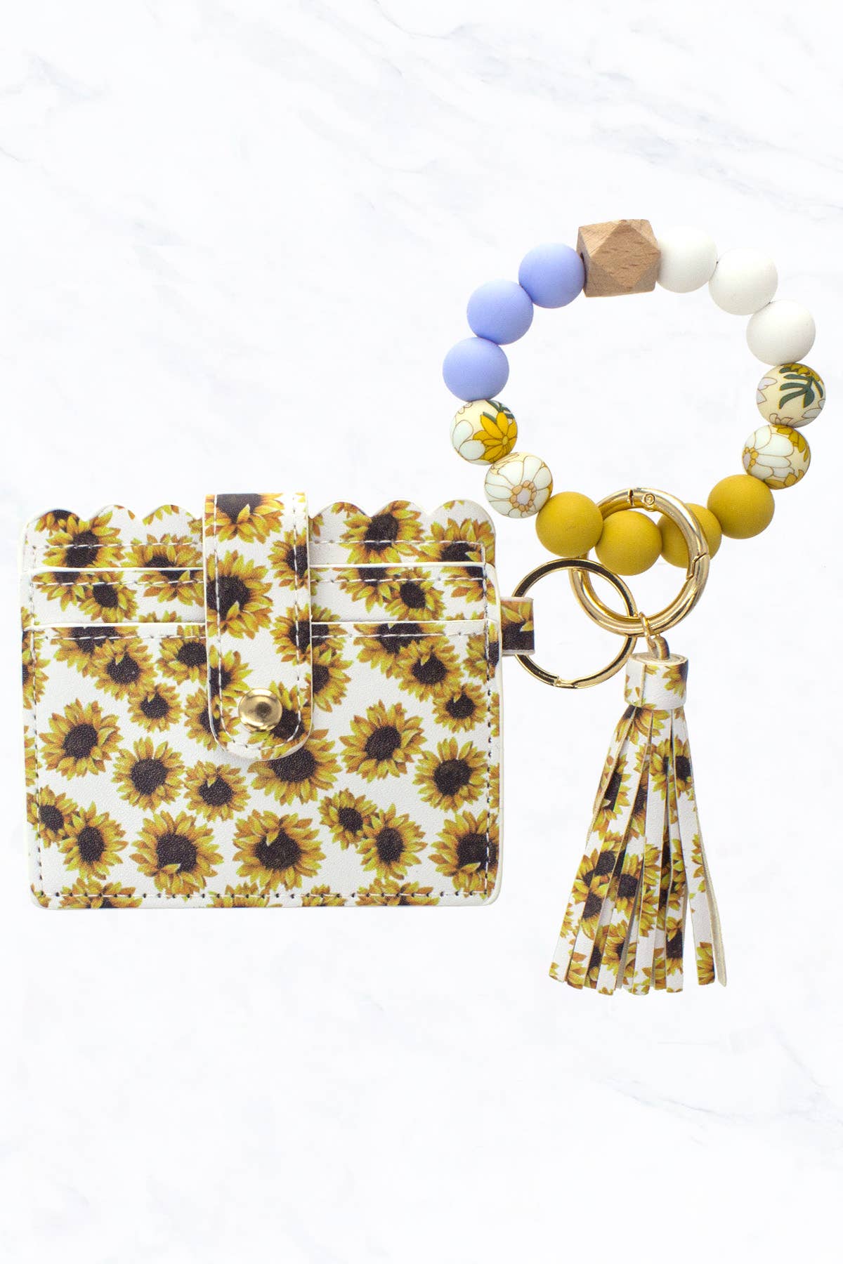 Silicone Bead Bracelet with Card Holder Keychain