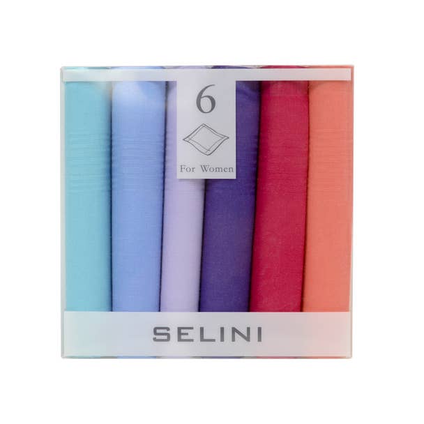 Women's Boxed Fancy Cotton Handkerchiefs 6pcs Set