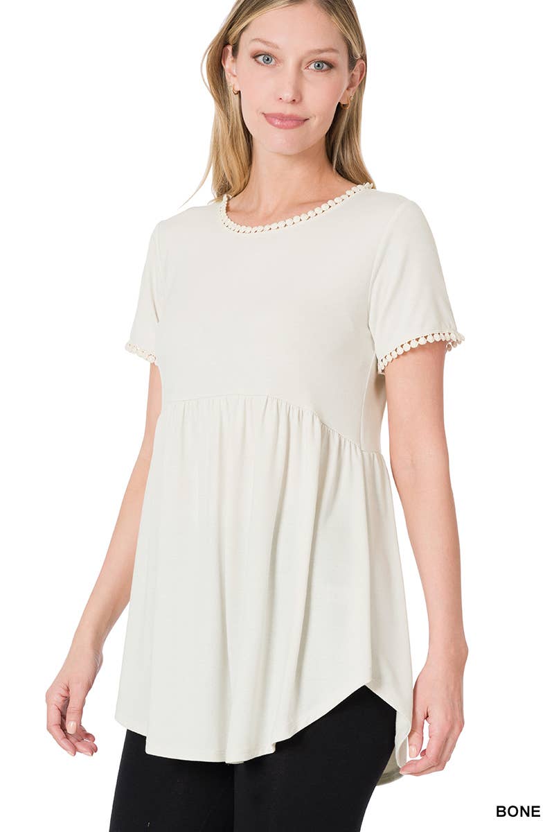 Short Sleeve Empire Waist Shirring Top