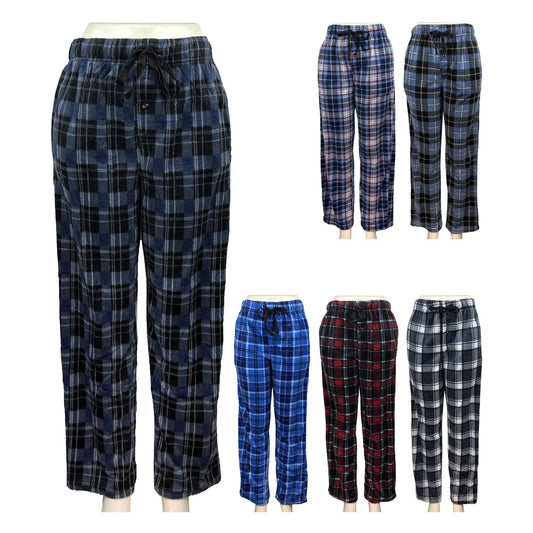 Men's Fleece Check Pajama Pants - asst colors