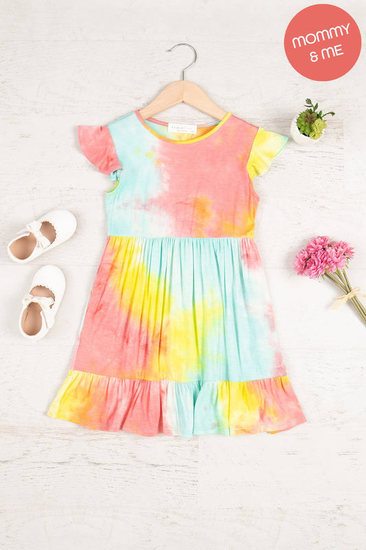 Kids Cap Sleeve Tie Dye Dress