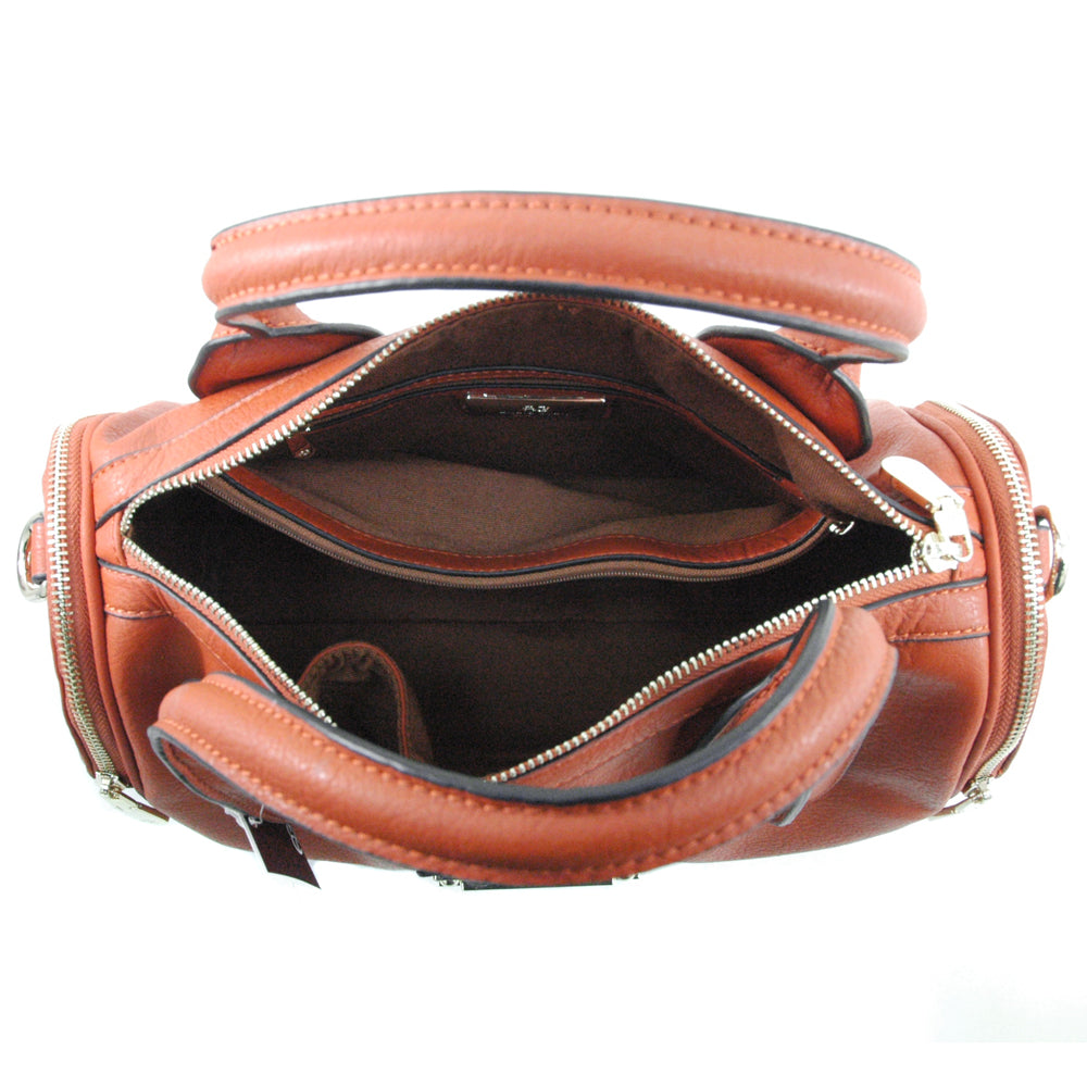 Women's Classic Satchel w/ 2 Side Pockets & Bonus Strap - Deep Beige