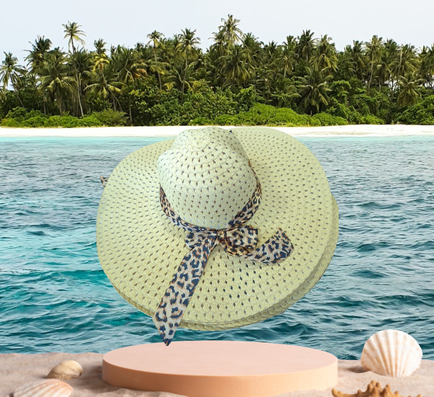 Women's 5" Brim Leopard Bow Floppy Hat