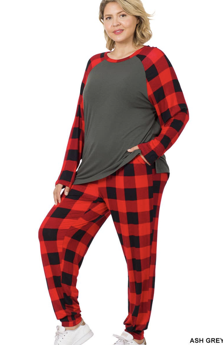 Buffalo Plaid Print Loungewear Set