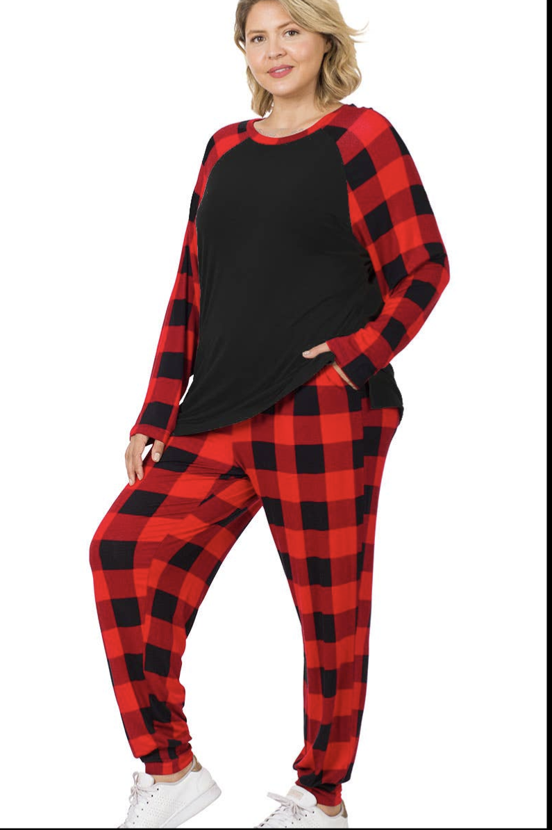 Buffalo Plaid Print Loungewear Set