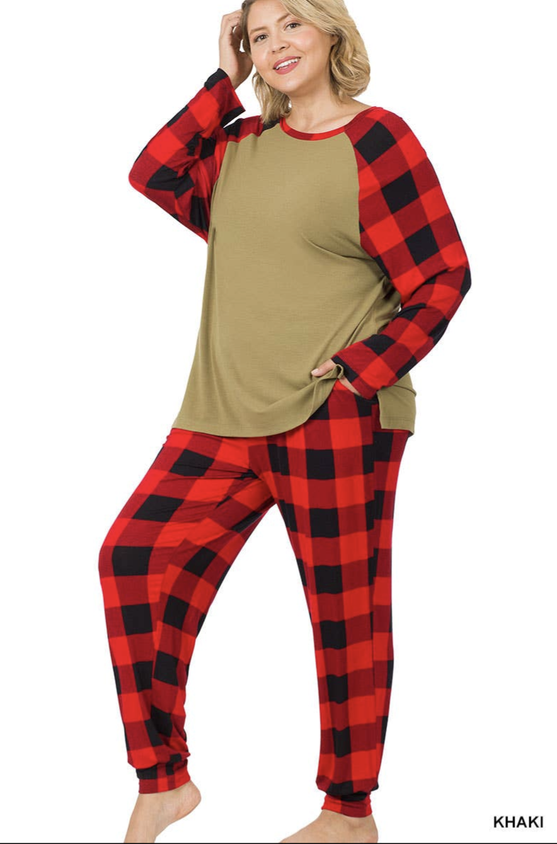 Buffalo Plaid Print Loungewear Set