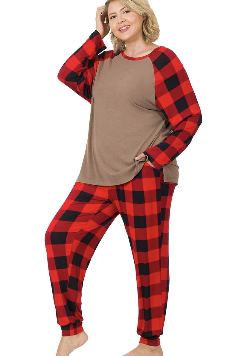 Buffalo Plaid Print Loungewear Set