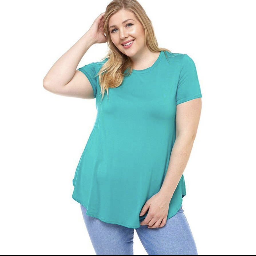 Plus Size Loose Cut Short Sleeve Top