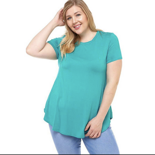 Plus Size Loose Cut Short Sleeve Top
