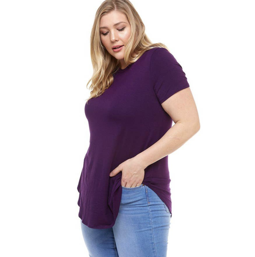 Plus Size Loose Cut Short Sleeve Top