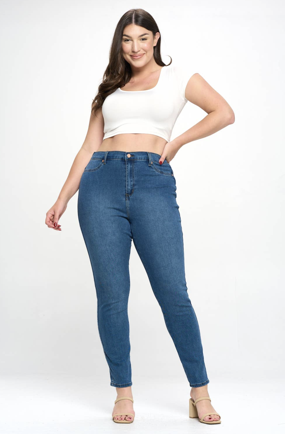Plus Size High Waisted Skinny Jeans Super Stretch