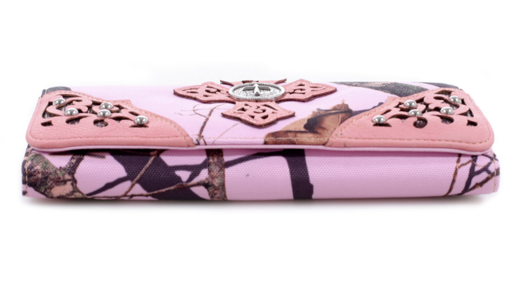 Mossy Oak® Studded Cross Embroidered Faux Leather Wallet