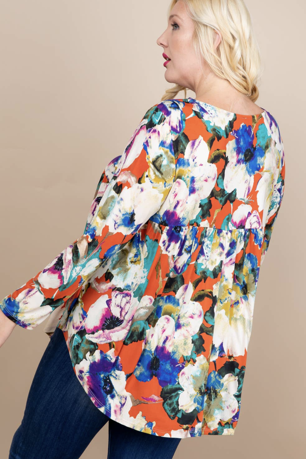Plus Size Floral Babydoll Fashion Top