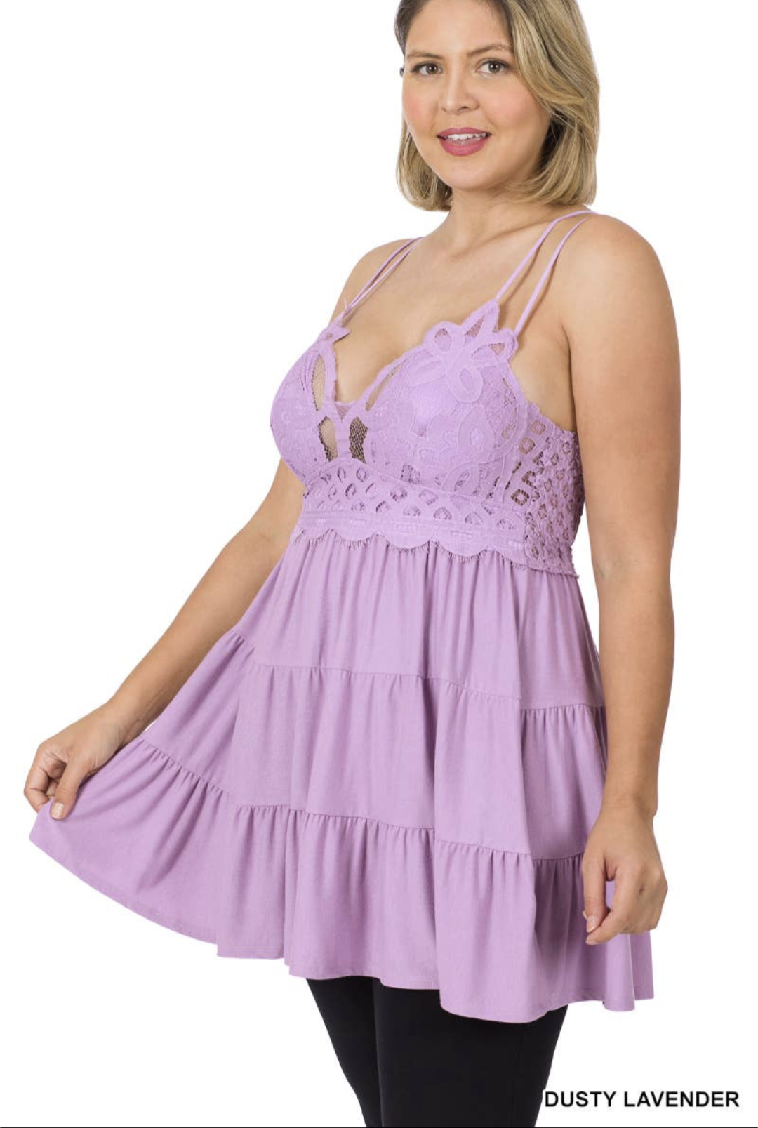 Plus Crochet Lace Ruffle Cami