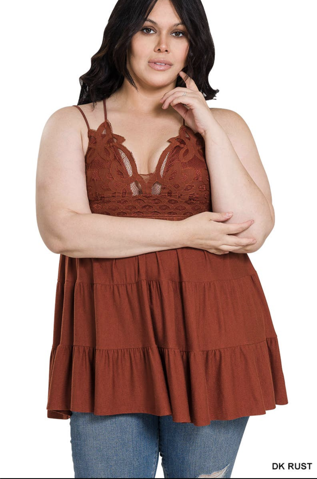 Plus Crochet Lace Ruffle Cami