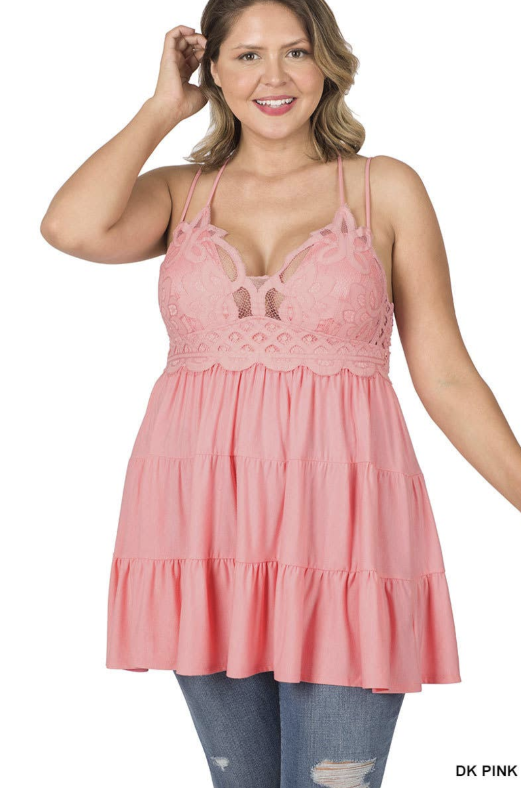 Plus Crochet Lace Ruffle Cami