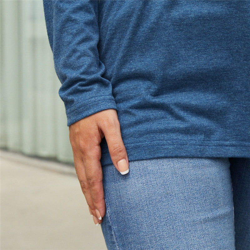 Solid Color Long Sleeves Hollow Collect Waist T-Shirt-Blue