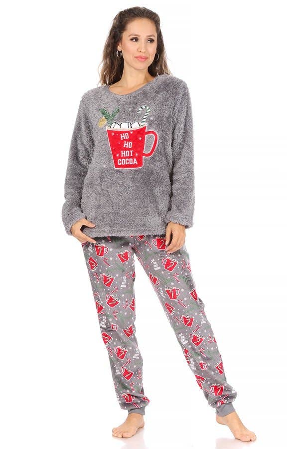 Cocoa Christmas Fuzzy long sleeve top with loose fit pants