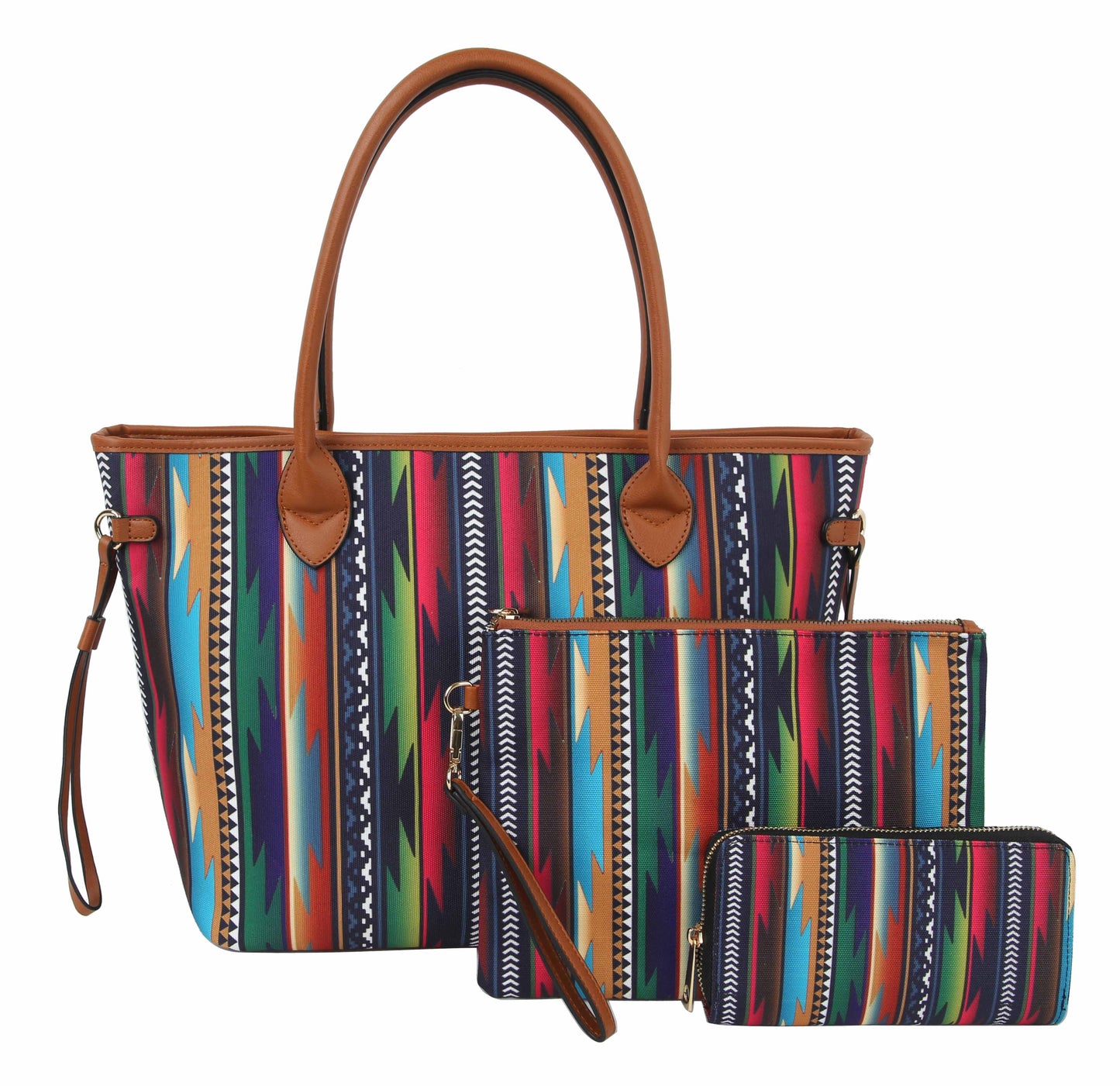 3 in 1 Tote Zig Zag Aztec Shoulder Hoho Handbag: MT / ONE SIZE