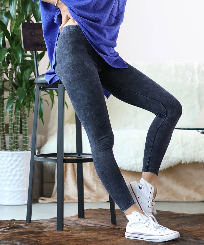 Mineral wash Full length leggings Blue Grey
