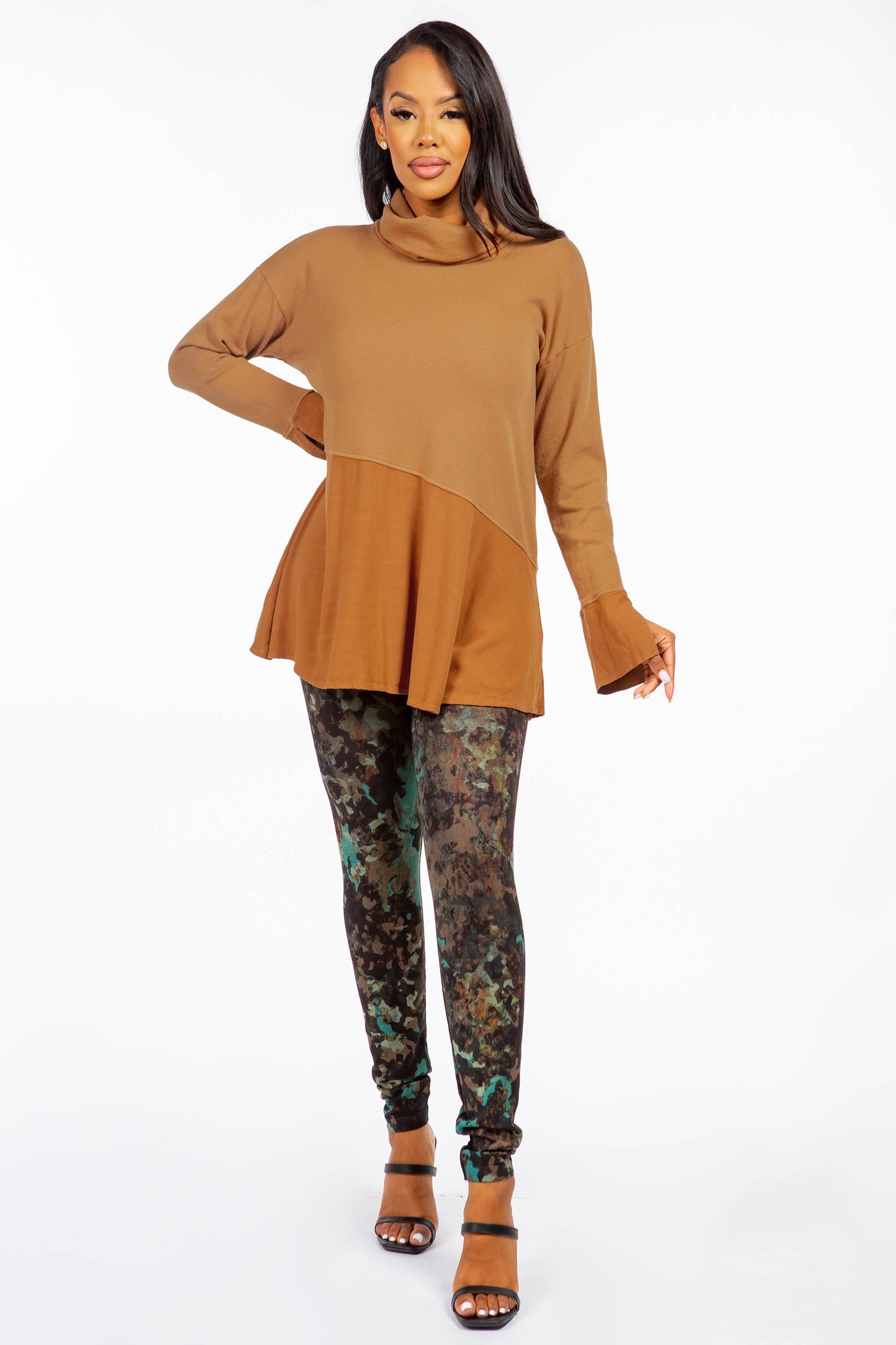 Cowl Neck Tunic with Asymmetric Panel