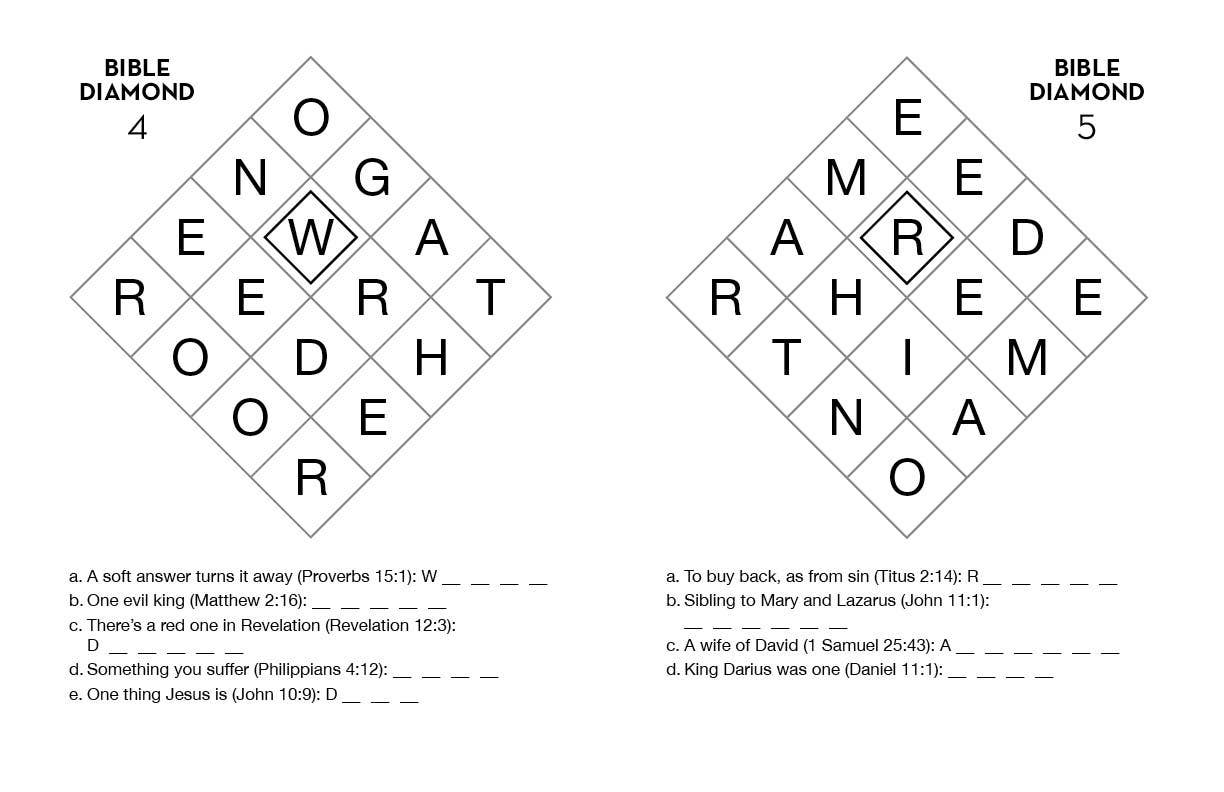 Bible Diamond Puzzles Large Print : 70 Sparkling Word Games!