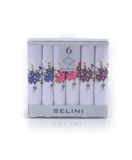 Women's Embroidered Cotton Handkerchief 6pc Box Set