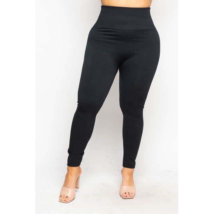 PLUS SIZE HIGH RISE FLEECE LINED LEGGINGS