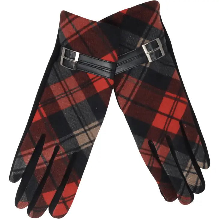 Woman’s Check Buckle Glove, One Size