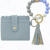 Silicone Bead Bracelet with Card Holder Keychain