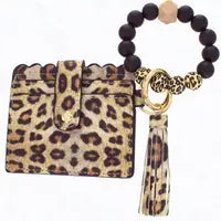 Silicone Bead Bracelet with Card Holder Keychain