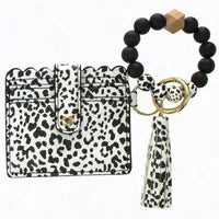 Silicone Bead Bracelet with Card Holder Keychain
