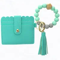 Silicone Bead Bracelet with Card Holder Keychain