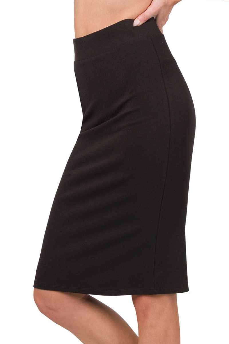 Ponte Basic Knee Length Pencil Skirt