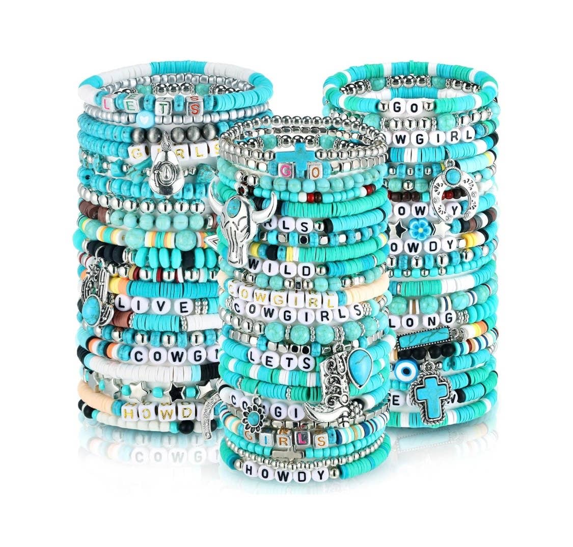 Western turquoise charm stackable bracelets