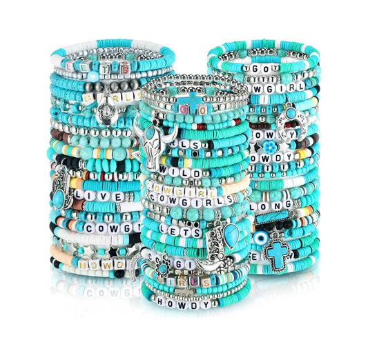 Western turquoise charm stackable bracelets