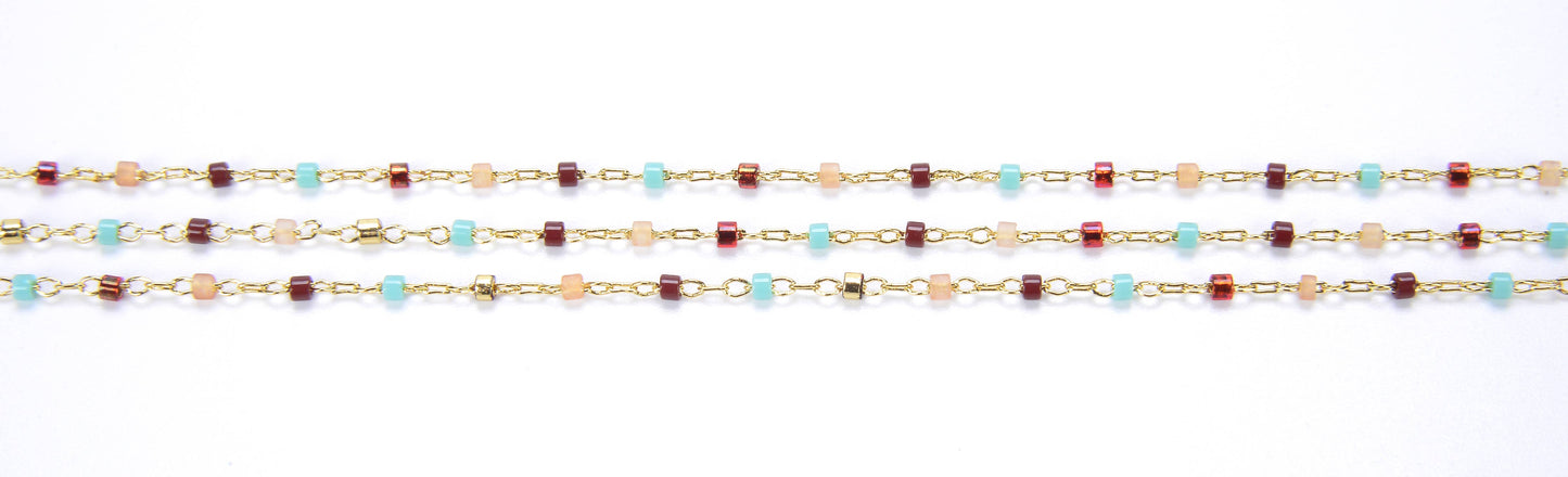 Gold Filled Glass Seed Bead Chain by Foot, CH048