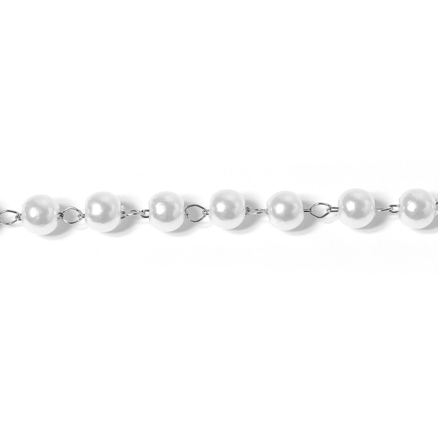 Stainless Steel Faux Pearl Bead Chain - By The Foot