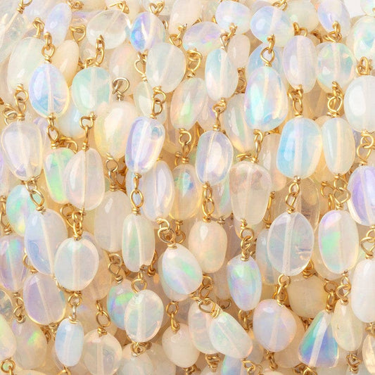 6-8mm Ethiopian Opal Plain Nuggets on Vermeil Chain