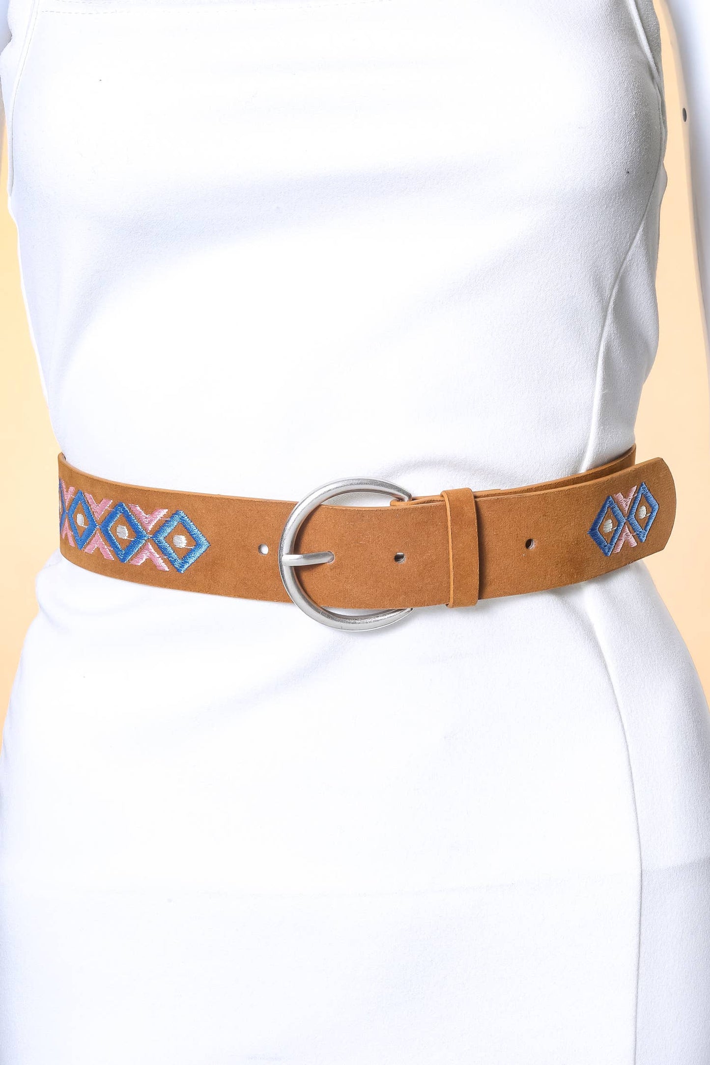 Boho Embroidered Round Buckle Belt