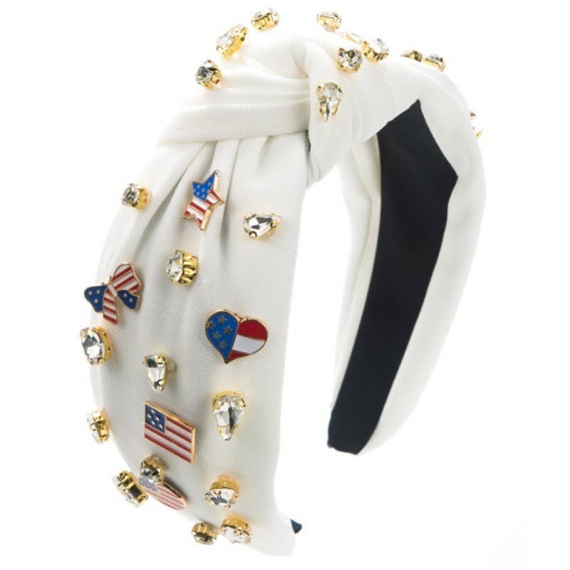 4TH OF JULY FLAG STAR RHINESTONE STUD HEADBAND | 40HB165