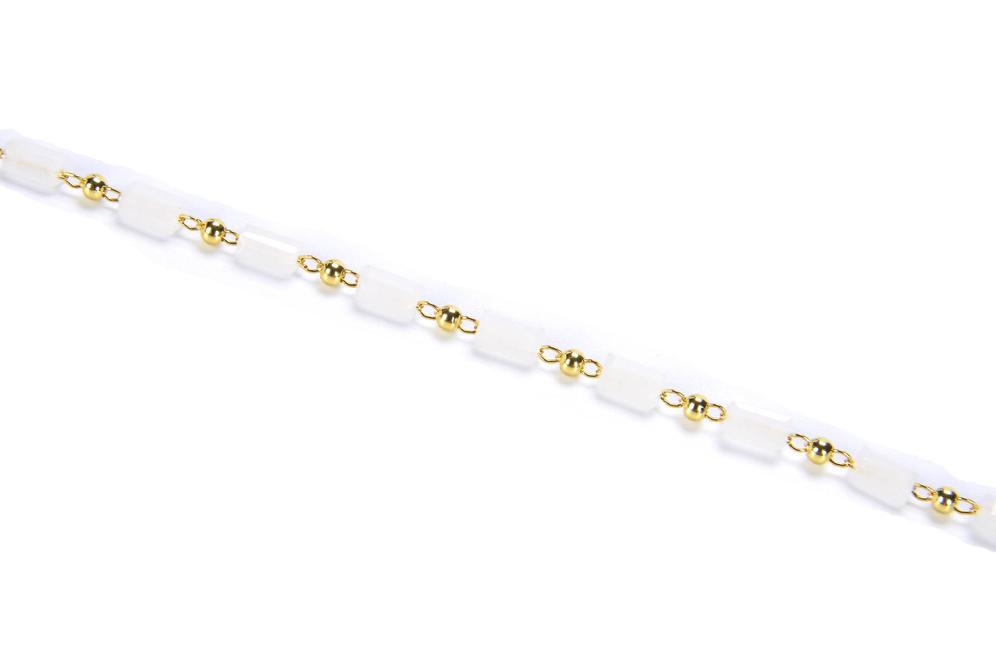 Rectangle White Faceted Beads Gift Chain By Foot, CH023