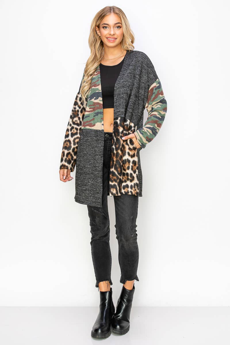 Women's Plus Size Camo & Animal Print Cardigan