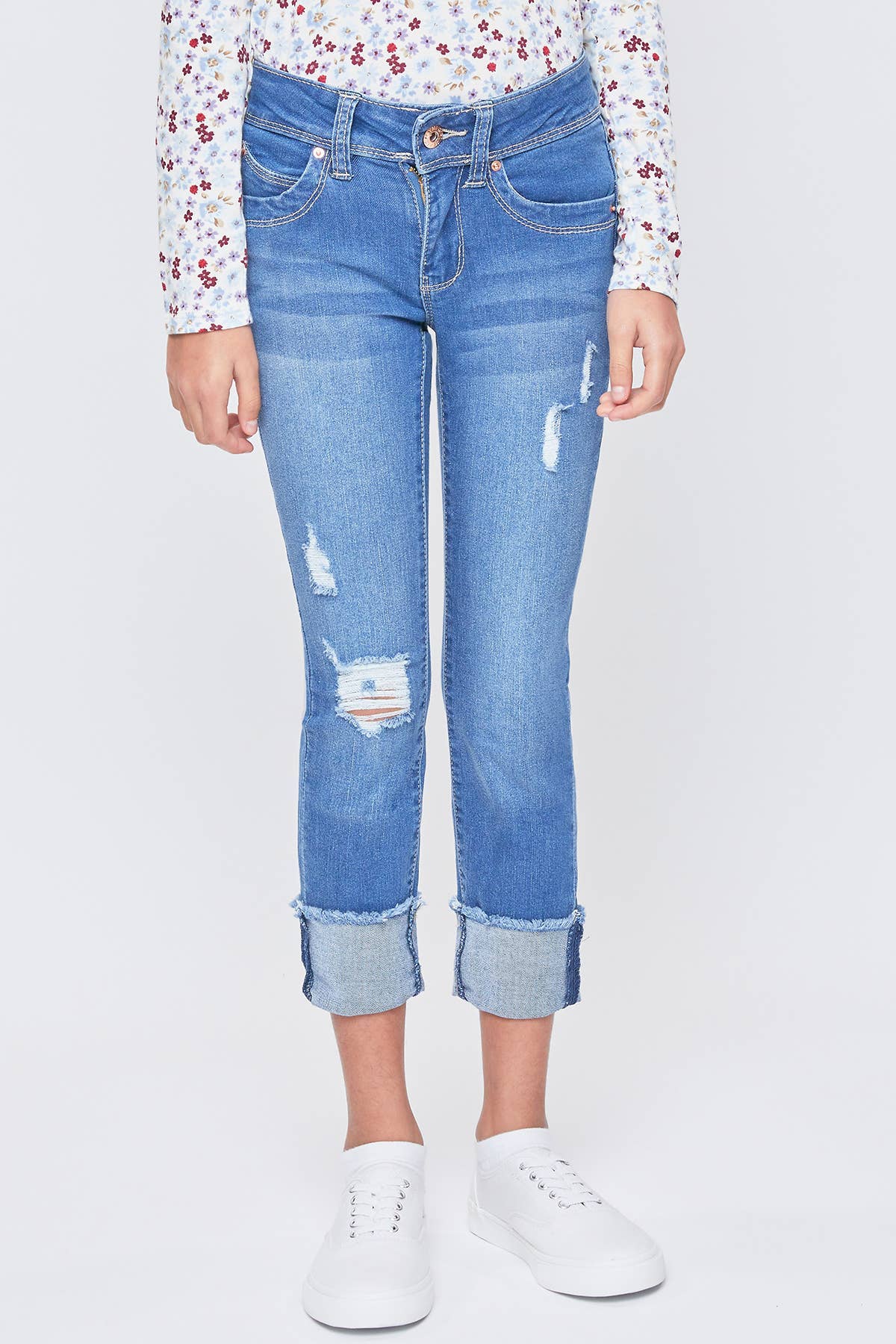 Girls WannaBettaFit Mid-Rise Mega Cuff Skinny Jean