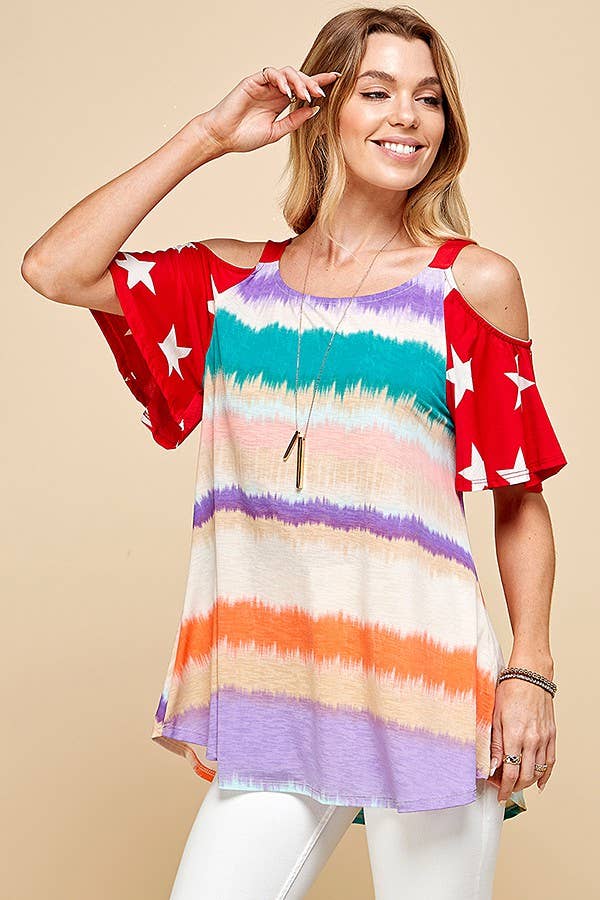 Women Color Block Top W Star